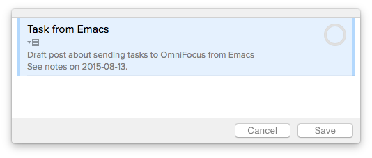 A Task from Emacs in Quick Entry Limbo