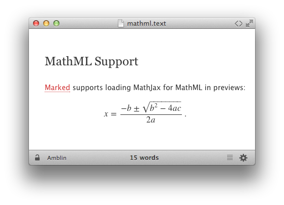 MathML in a Marked preview